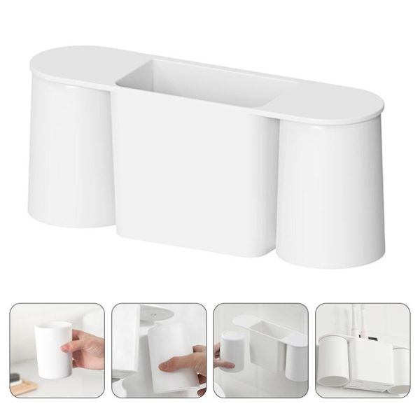 

bath accessory set 1pc punch wall mount toothbrush holder household rack (white)