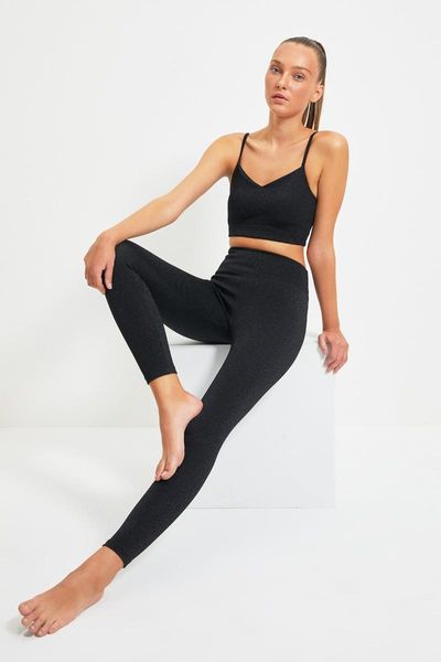 

women's leggings trendyol silvery sports twoaw22ty0046, Black
