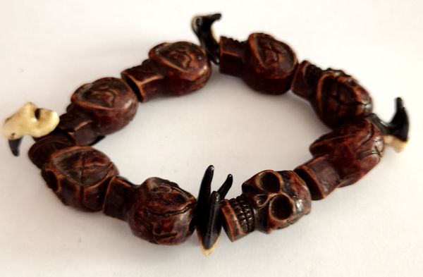 

simple bracelet tooth skull skeleton men punk biker party jewelry gifts, Black