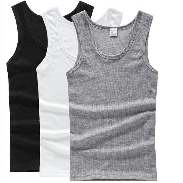 

3pcs 100% cotton mens sleeveless tank solid muscle vest undershirts o neck gymclothing tees, White;black