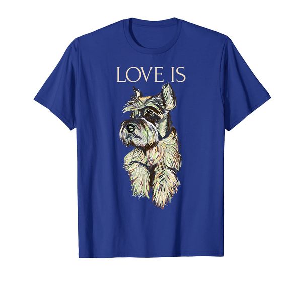 

love is cute schnauzer dog mom dad kid gift t-shirt, White;black
