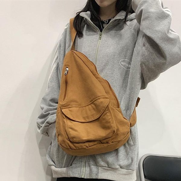 

waist bags 2021 harajuku ins student large-capacity chest bag female art canvas messenger casual tooling shoulder