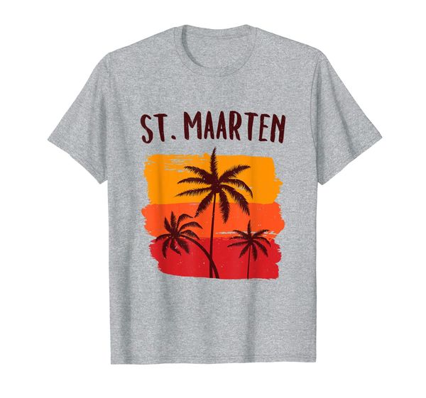 

st. maarten retro tropical cruise vacation souvenir graphic t-shirt, White;black