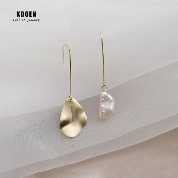 

dangle & chandelier 2021 creative asymmetric metal pearl earrings for woman fashion korean jewelry party unusual young girls, Silver