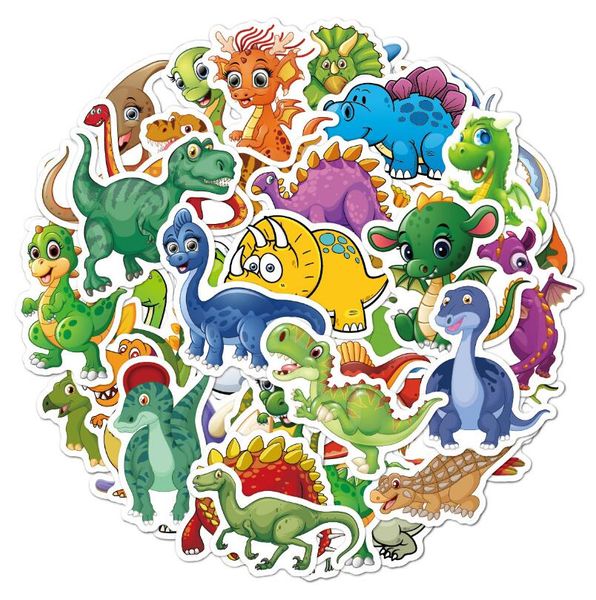 50 Stück gemischte Cartoon-Aufkleber, Tyrannosaurus, Dinosaurier, 3D, das wilde Tier, cooler Wolf, Hai, Märchentiere, 5 Gruppen, PVC-Aufkleber, Kinder-Aufkleber, Spielzeug