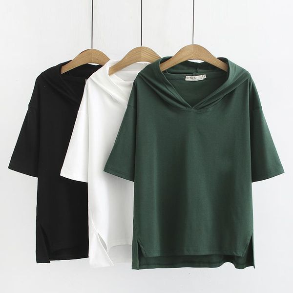 

summer women sweatshirts ladies hooded thin female short sleeve hoodies plus size clothing casual fashion loose s56-829, Black