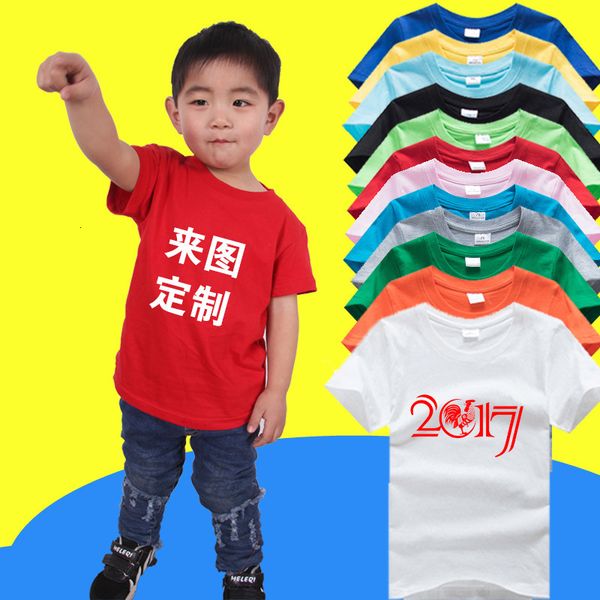 

diy painted cotton hand blank kindergarten children's t-shirt class clothes short sleeve advertising shirt pri, Black;white