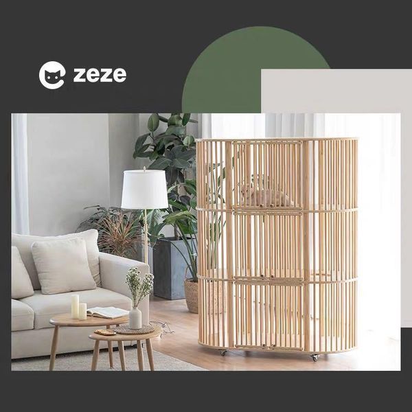 

pet cat cage cat house house indoor home three-layer wooden frame fence villa