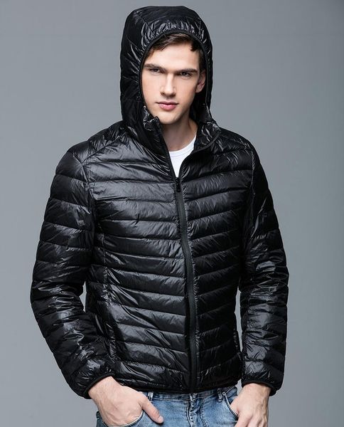

men's jackets winter warm feather jacket man ultralight coat hooded 90% white duck waterproof outwear parkas, Black;brown