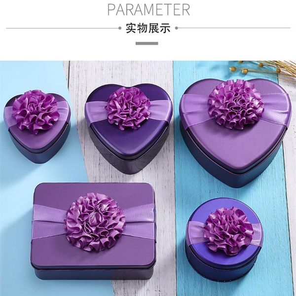 

gift wrap 120pcs/lot beautiful round shape tinplate wedding candy box white lace edge with flower little present party favor