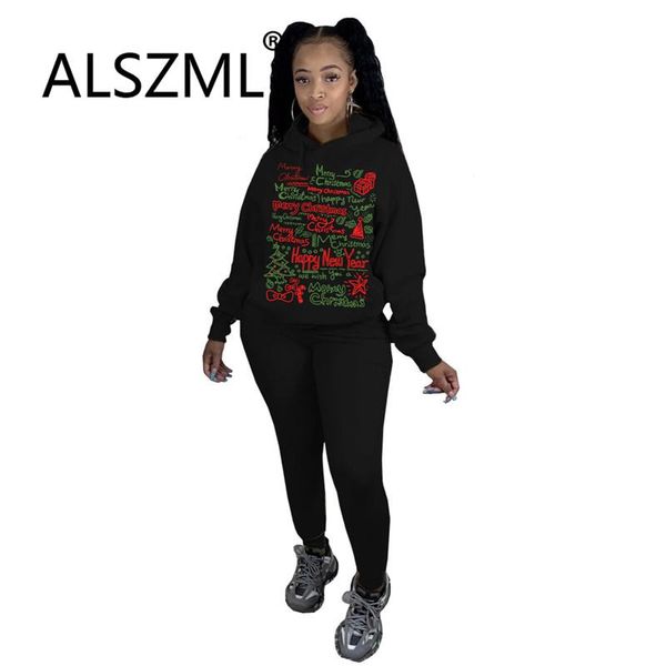 

women's hoodies & sweatshirts all black o neck long sleeve letter print crop and pants 2 pieces set casual lady fashion tracksuits