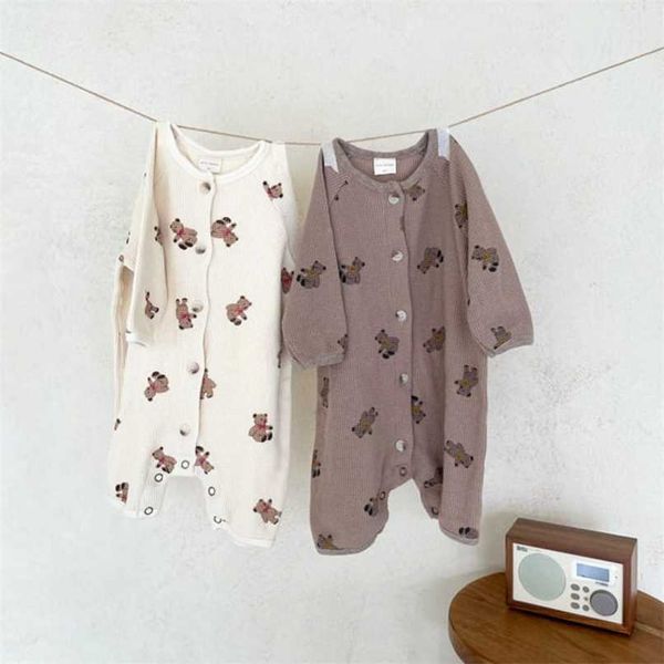 

milancel autumn baby boys clothes born ronper bear print jumpsuit long sleeve outfits girls 211011, Blue