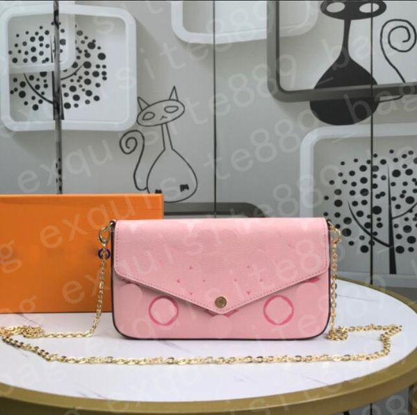

iconic pochette felicie women shoulder bag pieces flower print crossbody envelope chain purse walle gray cream col design 26