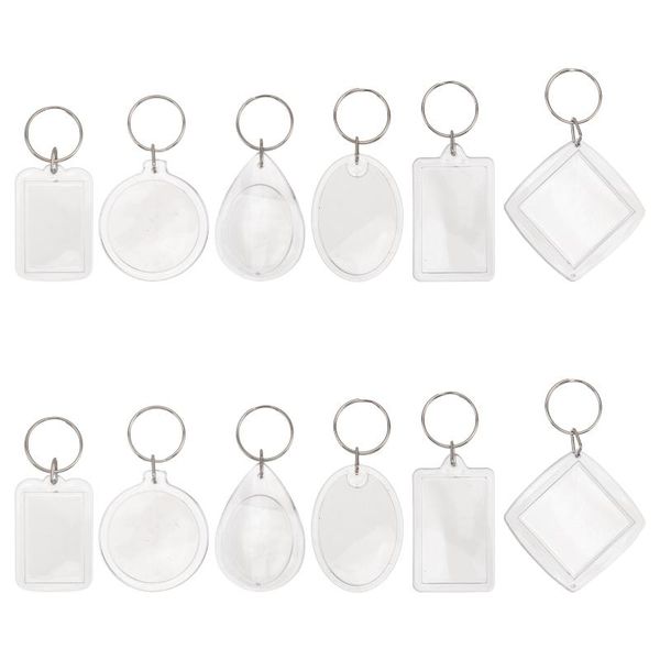 

keychains 12pcs diy acrylic po transparent picture frame keychain decors, Silver