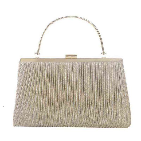 

2021ins simple lady pleated craft hand-held single shoulder oblique span dinner bag bride bridesmaid square bag