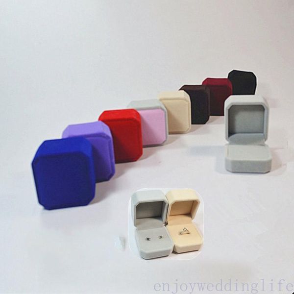 

4*5*5.5cm jewellery cases flocking plastic solid color rings boxes valentines day party gift wrap