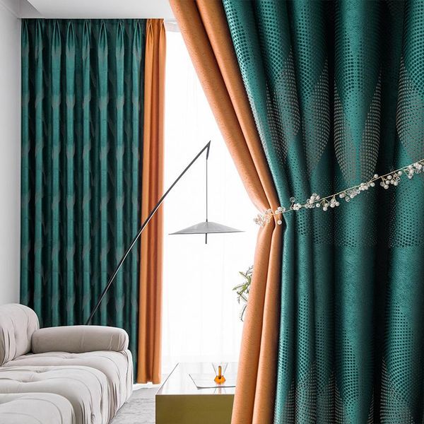 

curtain & drapes french simple retro high shading 2021 breathable heat insulation sunshade splicing curtains for living room bedroom