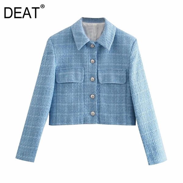 

[deat] fashion tiide spring autumn long sleeve lattice turn-down collar single-breasted loose women coat 13c240 210527, Black;brown