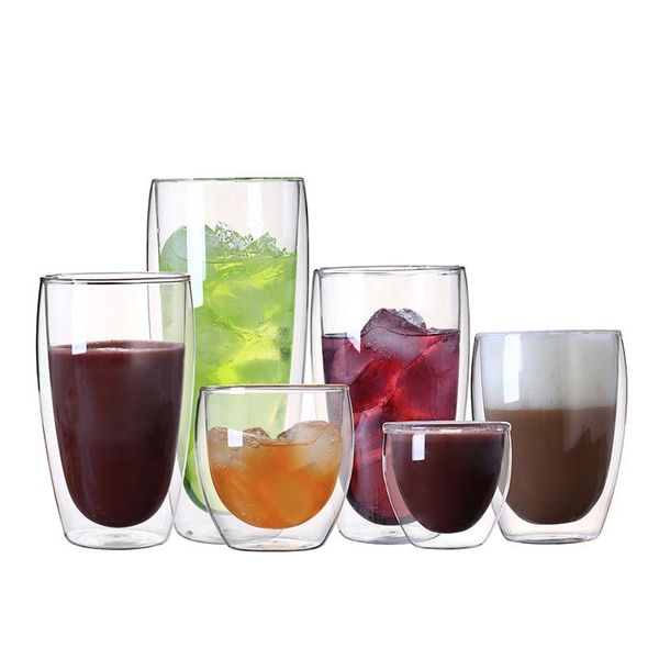 

heat-resistant double wall glass cup 1 pcs, creative beer mug mugs beer coffee cup set handmade transparent drinkware
