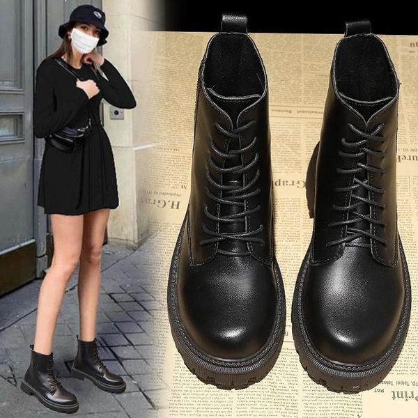 

boots autumn/winter female handsome locomotive thick heeled fashion warm short with cotton, Black