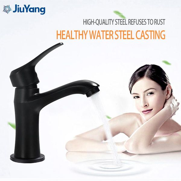 

bathroom sink faucets jiuyang black faucet 304 stainless steel paint blacked cold mixer tap single hole