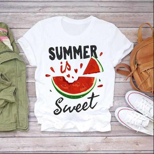 

womens t shirt pineapple watercolor painting fruit print ladies harajuku t shirt female graphic t shirt short sleeve streetwear, White