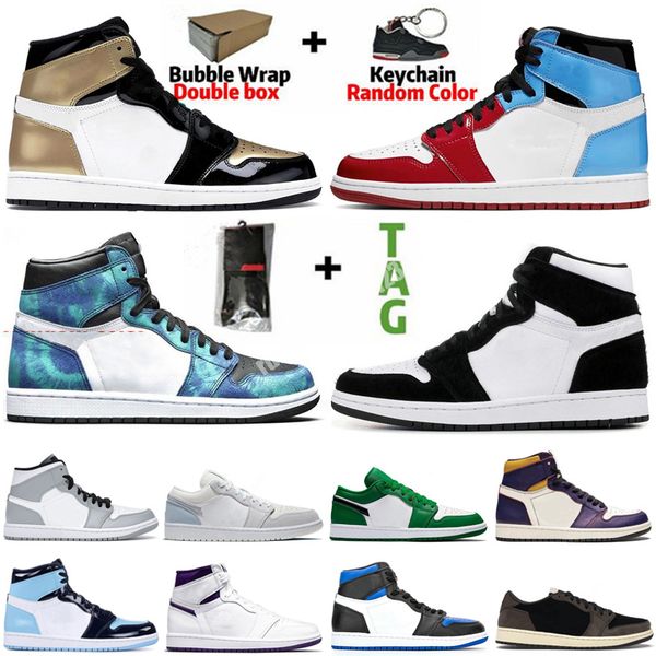 

2022 og 1 basketball shoes 1s mid chicago university blue metallic gold pink green black unc patent men women sneakers trainers eur 36-48