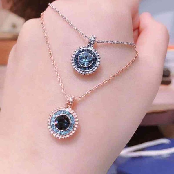 

shijia austria round eye design devil's necklace crystal element pendant, Silver