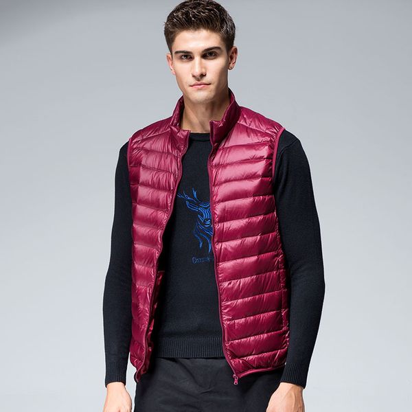 

men's and women's couples in four color stand collar down vest, Black;white