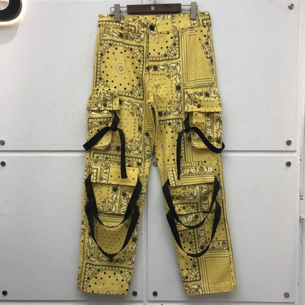 

men's pants overalls women cashew flowers trousers japanese streetwear men clothing tracksuit gg3l, Black