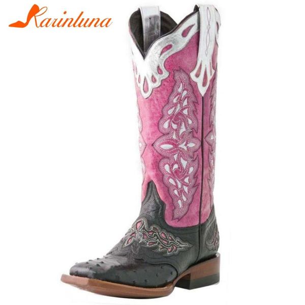 

boots karin big size 34-43 fashion female mid calf square med heels women mixed colors leisure office shoes woman, Black