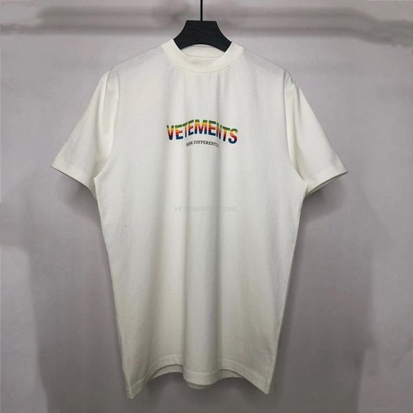 

rainbow vetoes soon female male t-shirts 1:1:1 quality think differently printing letters vetements t vtm 8wlc, White