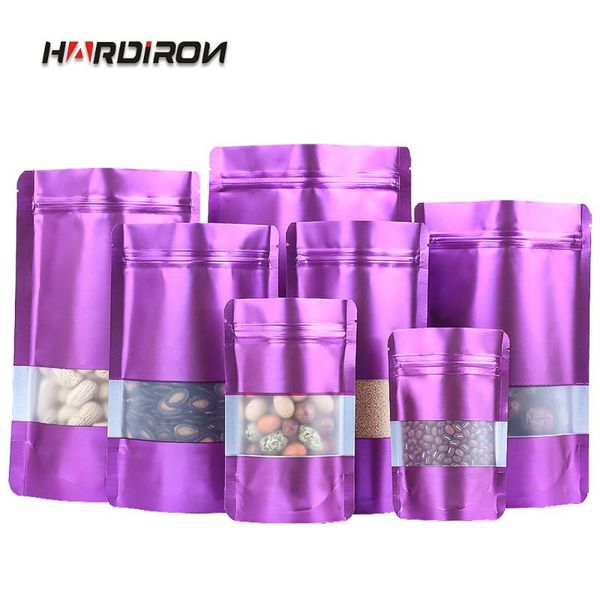

storage bags hardiron frosted purple aluminum foil bag with window food packaging monochrome standing zipper resealable