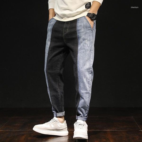 

men casual extra large 42 jeans tide stretch fashion pencil slim business denim trousers cowboys pants for male streetwear1, Blue