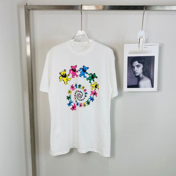 

luxury t shirt 2021 summer style vortex bear print casual loose tee fashion trendy short sleeve all match t-shirt, White;black