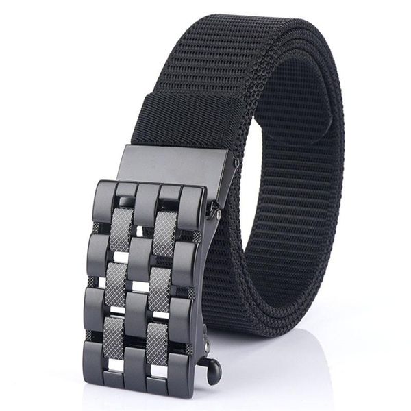 

2021 fashion men's belt automatic metal buckle breathable comfortable male jeans nylon belt cowboy waistband for trousers pants, Black;gray