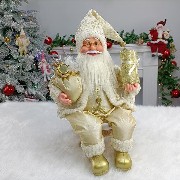 

christmas decorations 50 cm golden sitting santa claus 2021 merry decor for home scene xmas ornaments pendant kids gifts