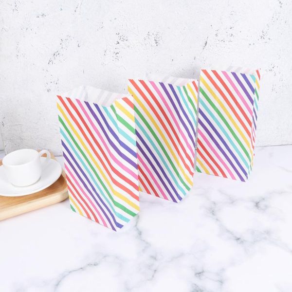 

36 pcs square bottom rainbow wave point baking bags retro oil proof candy paper bags kraft paper