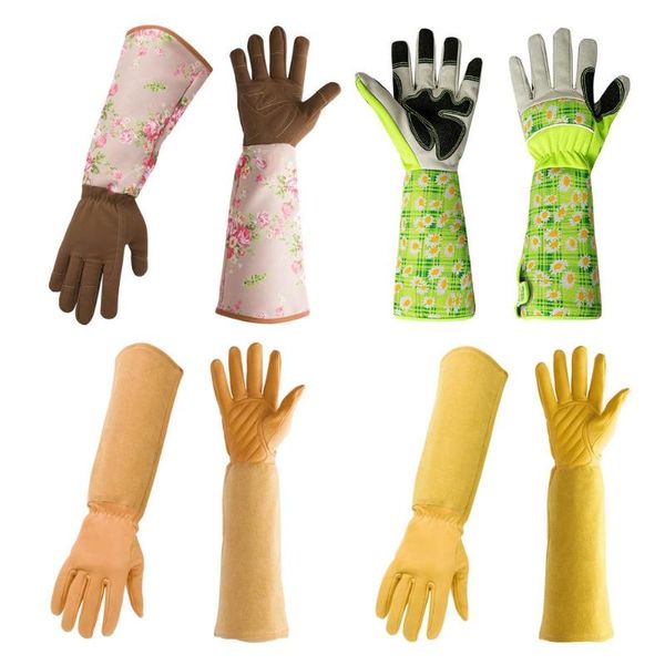 

disposable gloves 1 pair cactus rose pruning leather thorn proof long sleeve gardening gauntlet for men and women garden tools