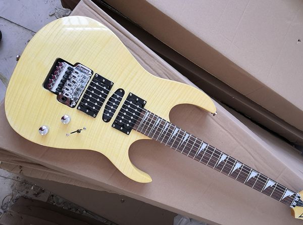 

6 strings natural guitar with flame maple veneer,rosewood fretboard