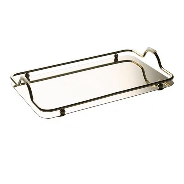 

kitchen storage & organization large rectangle tray with handle, decorative luxury tea tray, coffee table decor,for household jewelry and cu
