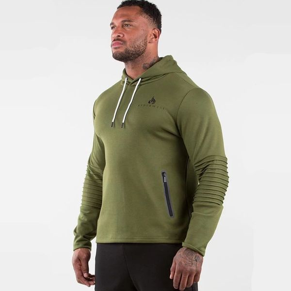 

new army green casual hoodies men cotton sweatshirt gyms fitness workout pullover spring male hooded sportswear brand clothing 8jn0, Black