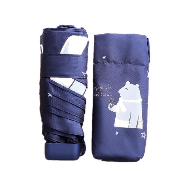 

umbrellas fashion mini woman umbrella five folding animal style black coating travel rain men brand light pocket girls parasol