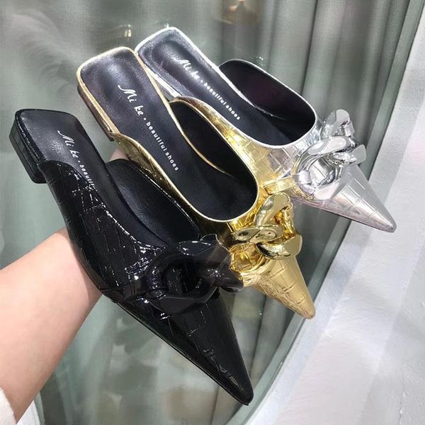 

slippers 2021 summer women toe thin low heels fashion slides lady laides brand buckle elegant outdoor mules, Black