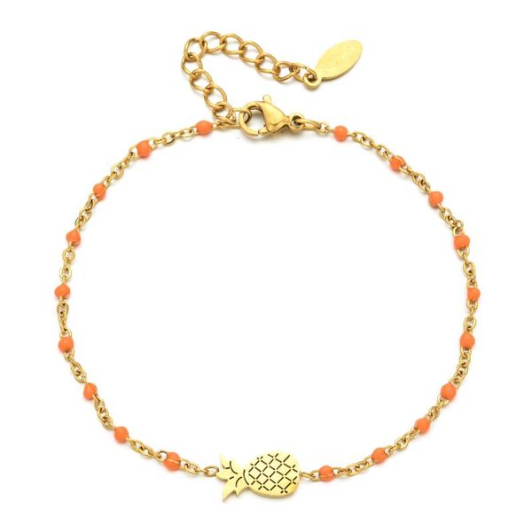

charm bracelets zmzy boho style thin bangle s-steel chain pineapple summer beach jewelry fashion for women, Golden;silver