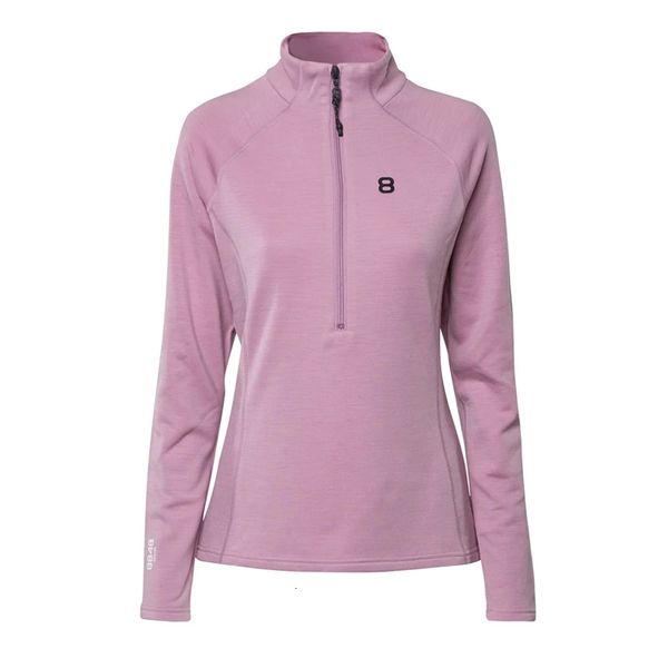 

2021 new women's base layer - 1/2 zip merino wool thermal shirt odor resistance breathable quick dry size 34-44 xvqd, Black;pink
