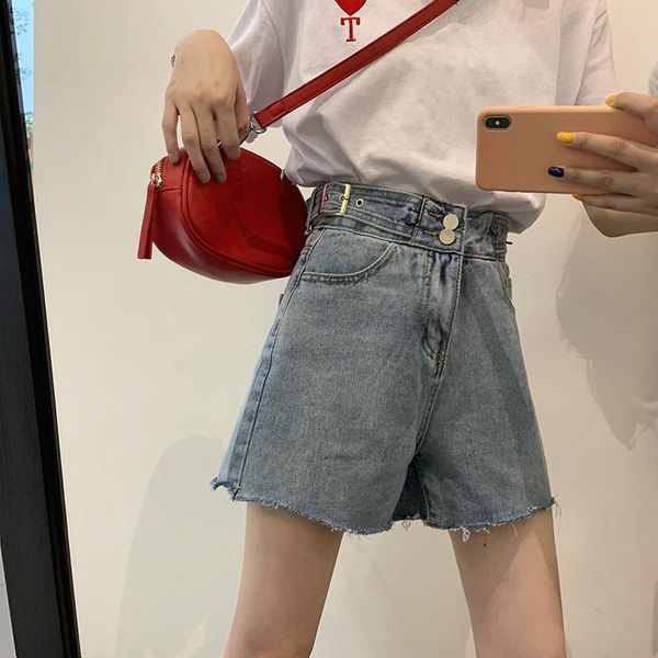 

women's summer shorts denim high waist loose short jeans women denim shorts all-march jeans short woman casual sashes wh91, White;black
