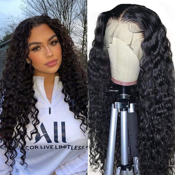 

lx brand deep wave wig for black women pre plucked with baby hair synthetic lace front wig glueless remy hairfactory direct