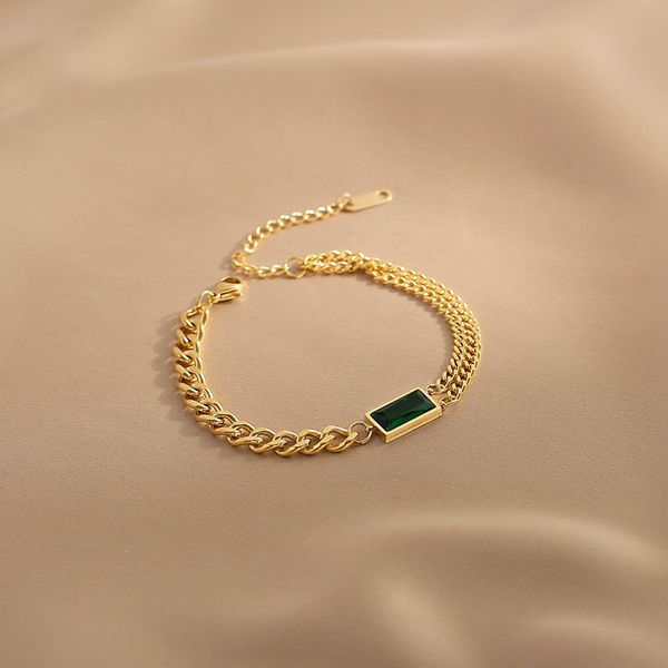 

70% off luxury jewelry 2021 spring and summer new saijiafeng personality simple emerald geometric advanced fashion bracelet, Silver