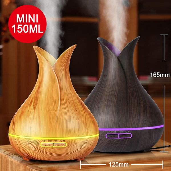 

humidifiers kbaybo 150ml aroma essential oil diffuser ultrasonic air humidifier with wood grain electric led lights for home